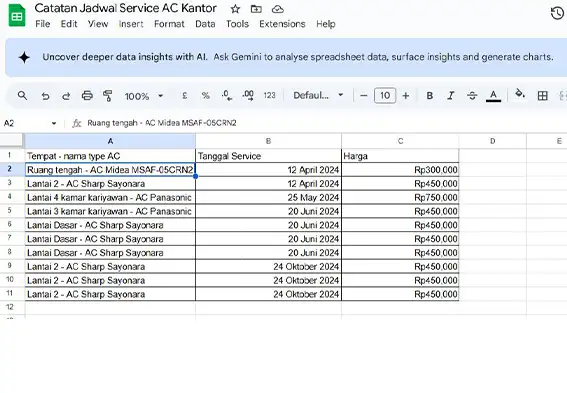 Cara membuat jadwal service AC