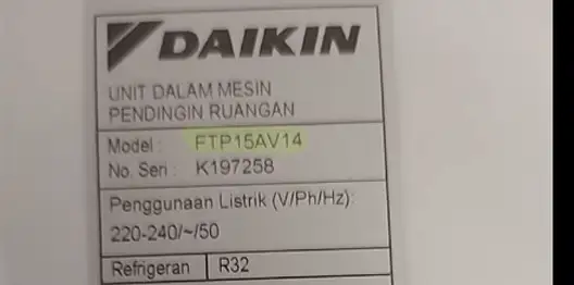 Cara mengecek berapa PK AC daikin